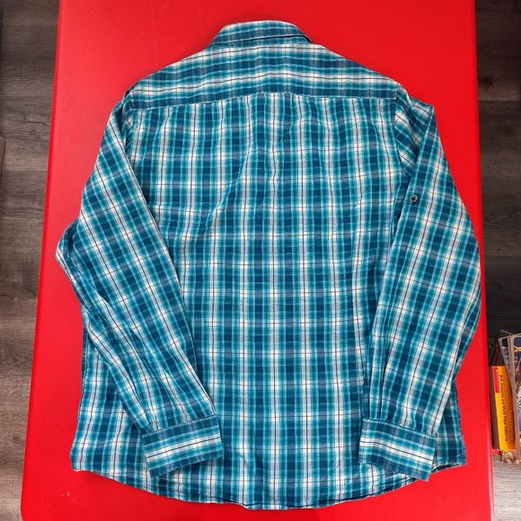 Kenneth Cole Reaction button down shirt green checkered men's size L - Picture 3 of 8